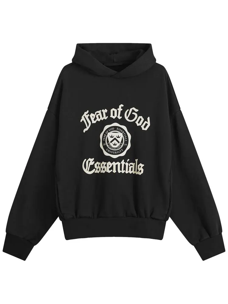 Худи Fear of God Essentials Fleece Vintage Shrunken Hoodie 'Black' — изображение 1 из 1, черный