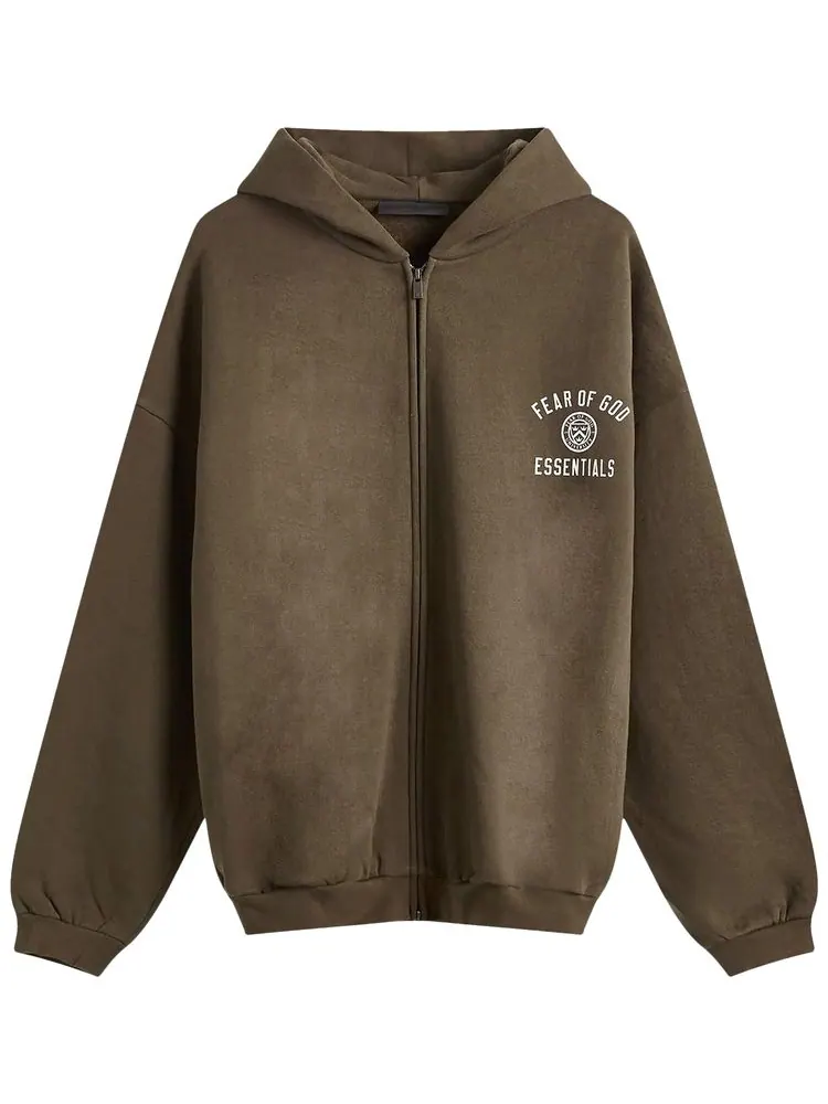 Худи Fear of God Essentials Fleece Full Zip Hoodie 'Brown' — изображение 1 из 2, коричневый