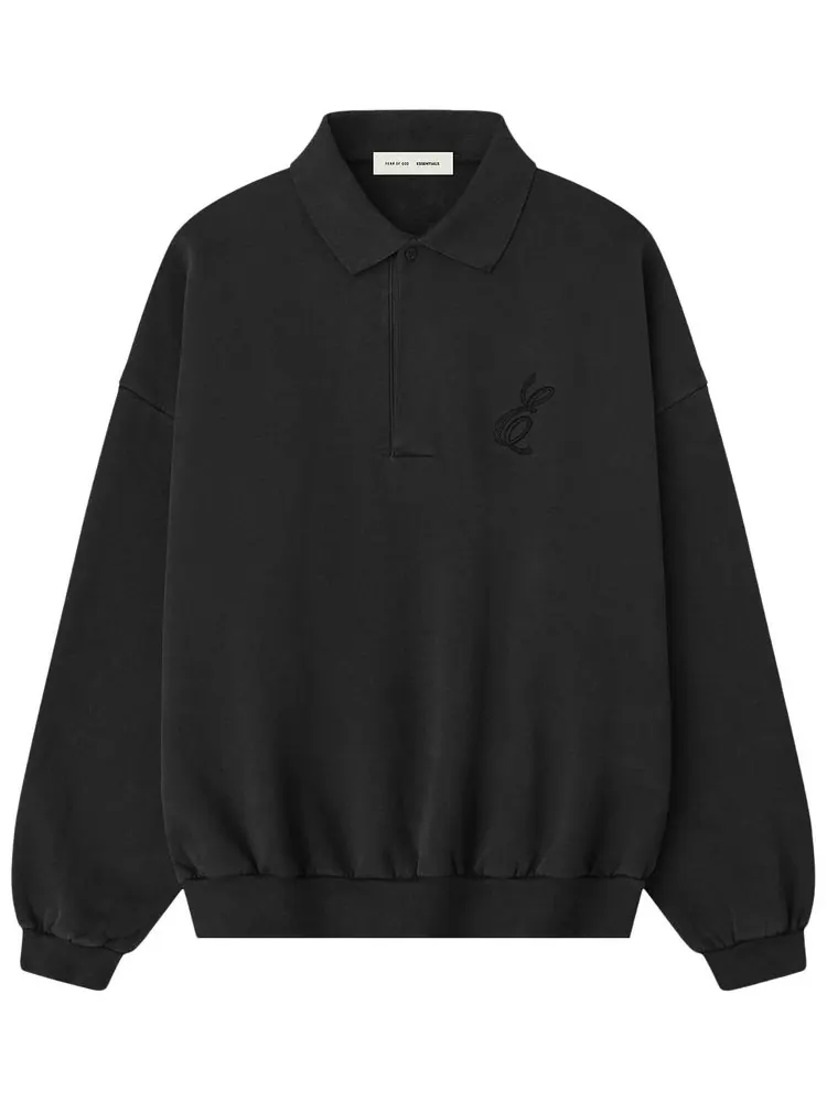 Классическая толстовка-поло Fear of God Essentials с вышивкой — изображение 1 из 2, черный