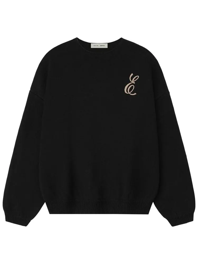 Свитер Fear of God Essentials с вафельным вырезом и круглым вырезом — изображение 1 из 3, черный