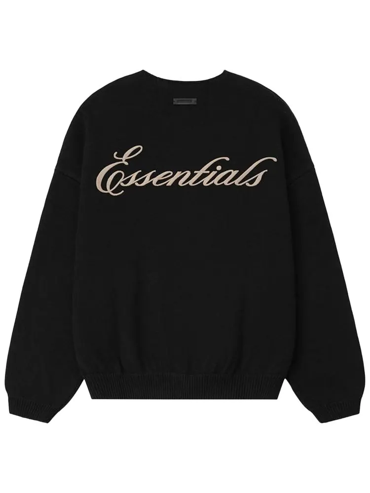 Свитер Fear of God Essentials с вафельным вырезом и круглым вырезом — изображение 2 из 3, черный