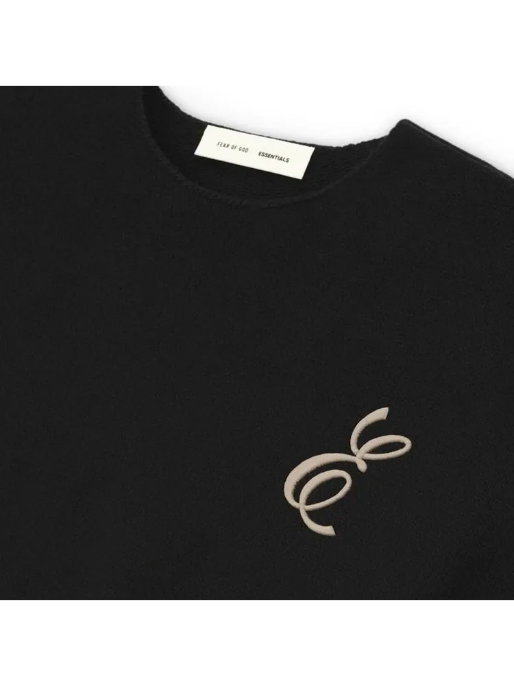 Свитер Fear of God Essentials с вафельным вырезом и круглым вырезом — изображение 3 из 3, черный