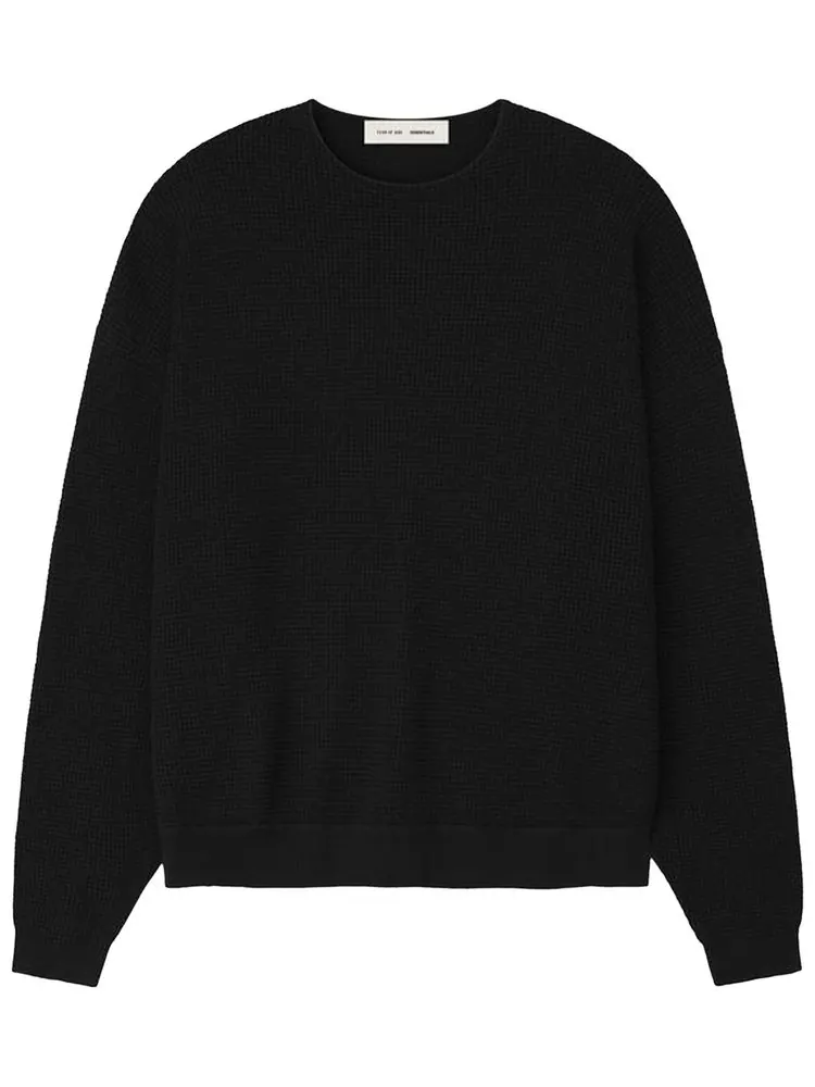 Свитер Fear of God Essentials Waffle Crewneck 90's Sweater — изображение 1 из 3, черный