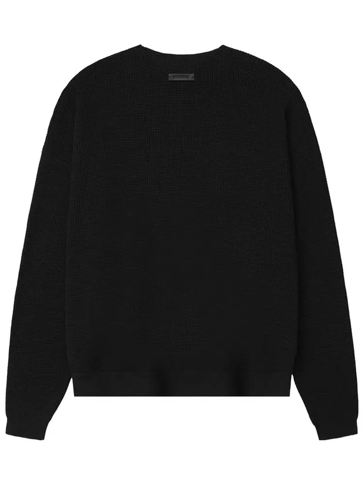 Свитер Fear of God Essentials Waffle Crewneck 90's Sweater — изображение 2 из 3, черный