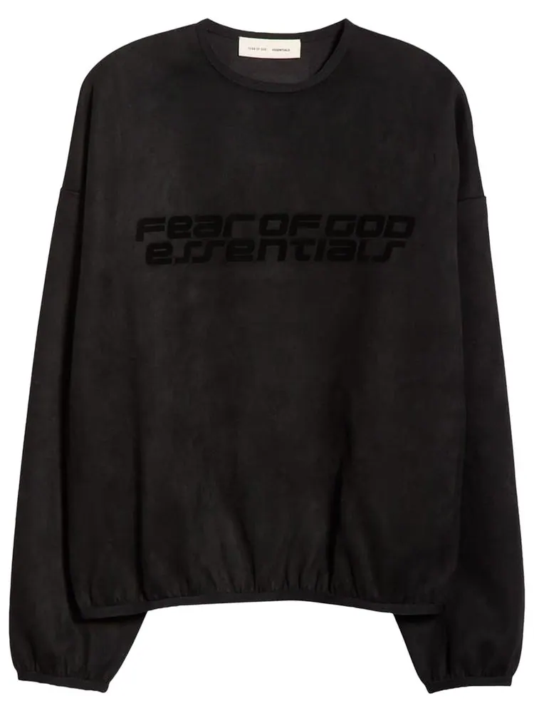 Толстовка Fear of God Essentials из замшевого флиса с круглым вырезом — изображение 1 из 1, серый