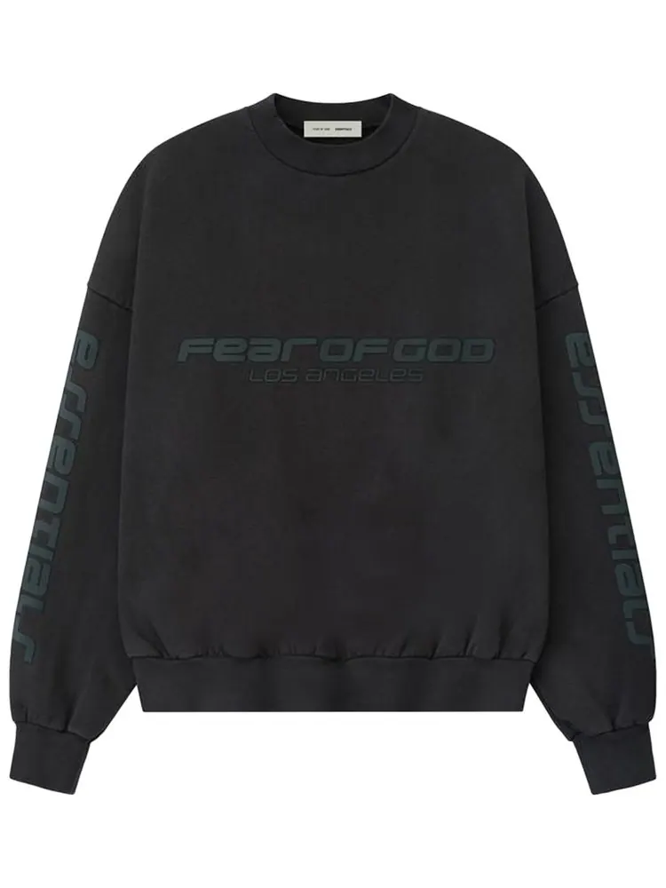 Укороченная толстовка из плотного флиса Fear of God Essentials Los Angeles — изображение 1 из 2, черный