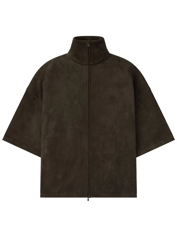 Куртка Fear of God Essentials из замшевого флиса с высоким воротником и рукавами 3/4 — изображение 1 из 2