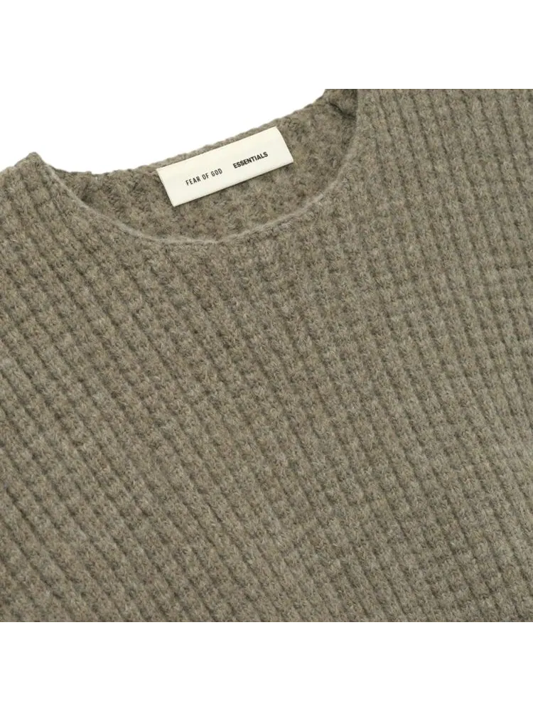 Свитер Fear of God Essentials Heavy Waffle Crewneck 90's Sweater — изображение 3 из 3, серый