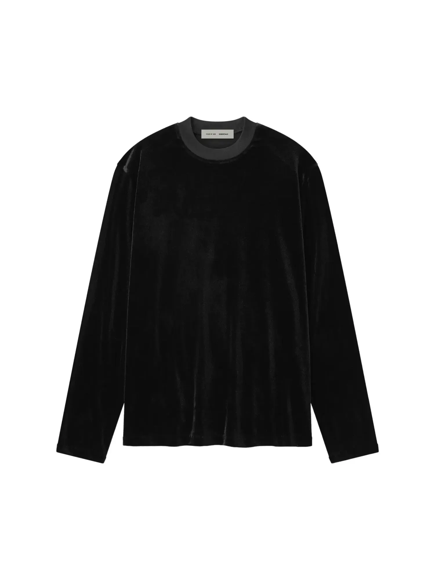 Классическая велюровая футболка с длинным рукавом Fear of God Essentials — изображение 1 из 2, винтажный черный