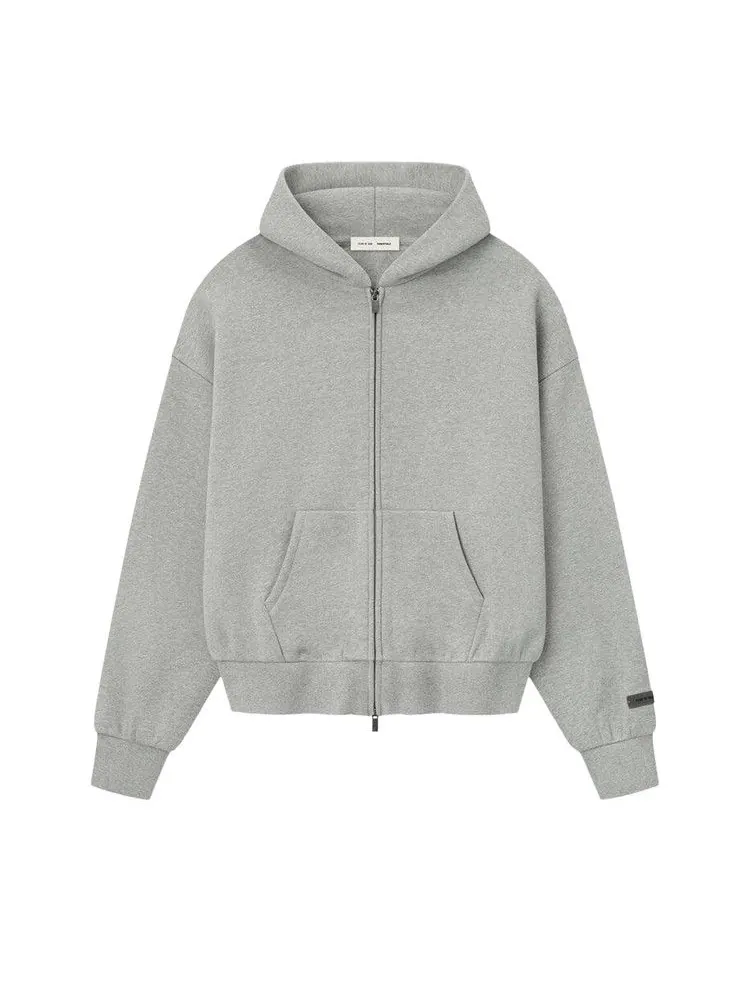 Худи Fear of God Essentials Classic Fleece Zip-Up Hoodie, Concrete Heather — изображение 1 из 3, серый
