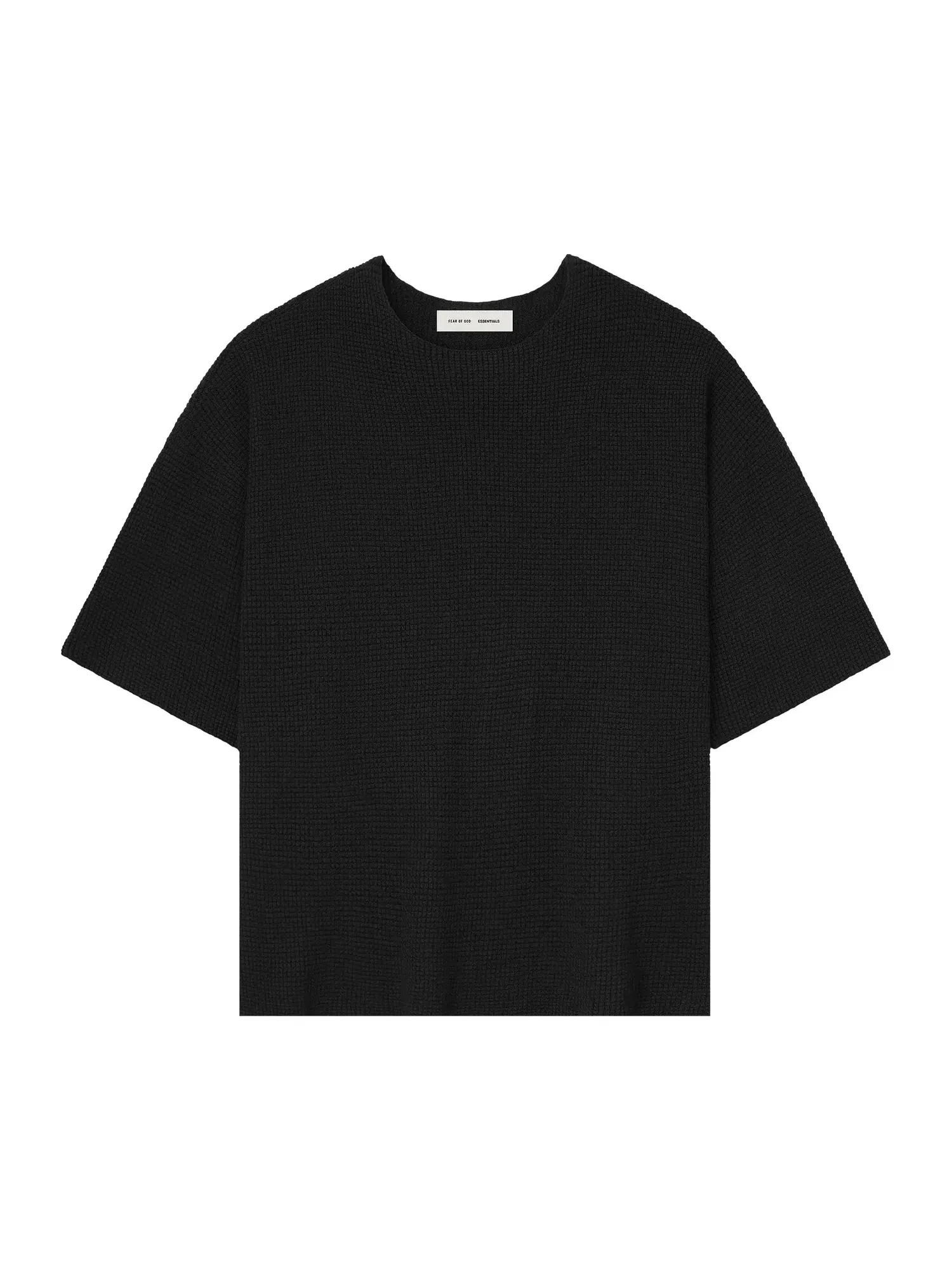 Свитер с коротким рукавом и вафельной текстурой Fear of God Essentials — изображение 1 из 2, черный