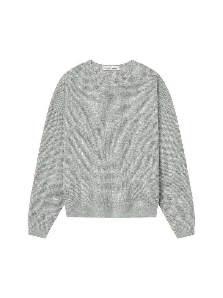 Свитер Fear of God Essentials Waffle Crewneck Sweater, Concrete Heather — изображение 1 из 3, серый