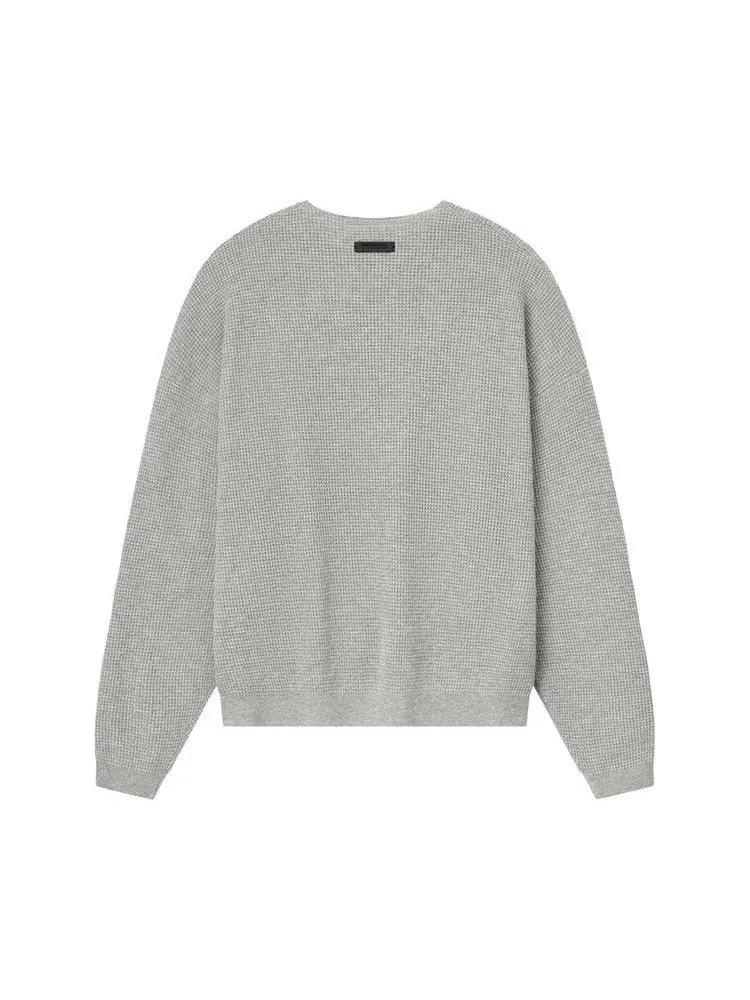 Свитер Fear of God Essentials Waffle Crewneck Sweater, Concrete Heather — изображение 2 из 3, серый