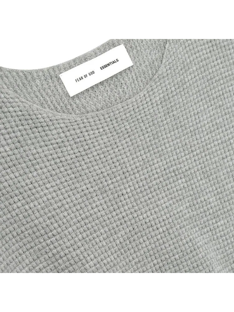 Свитер Fear of God Essentials Waffle Crewneck Sweater, Concrete Heather — изображение 3 из 3, серый