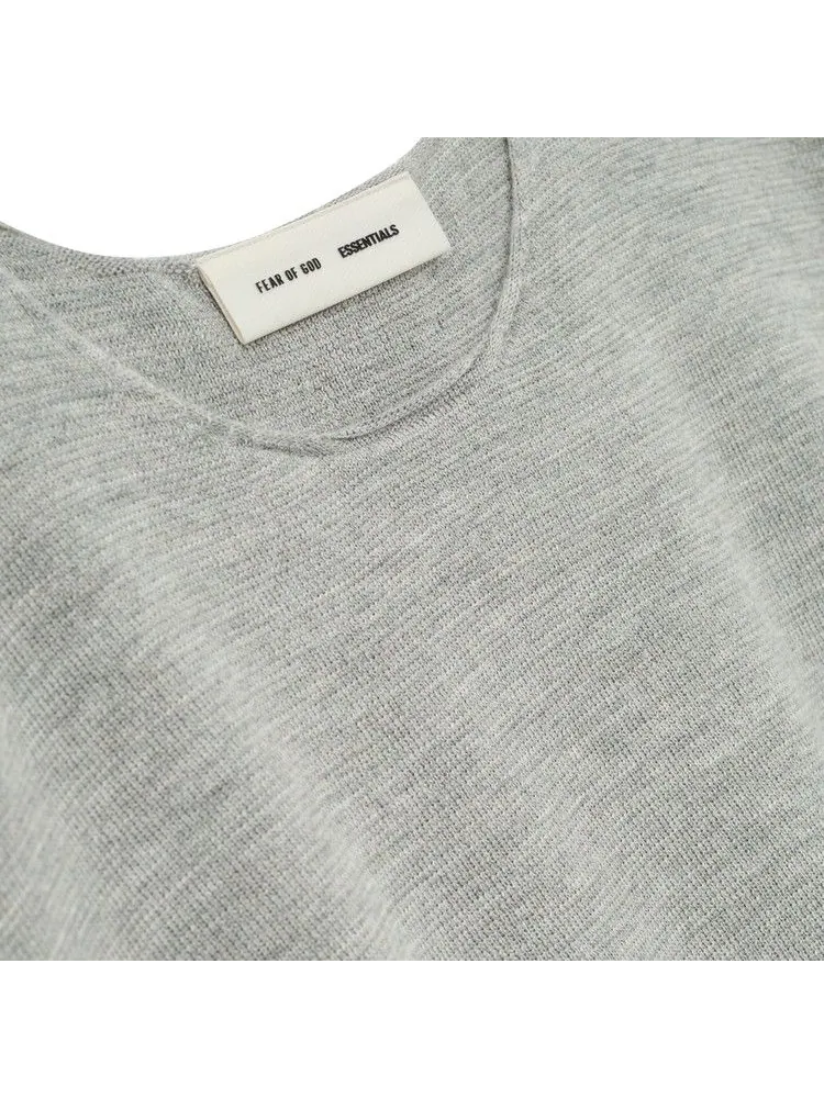 Свитер Fear of God Essentials Merino Long Sleeve Crewneck Sweater, Concrete Heather — изображение 3 из 3, серый