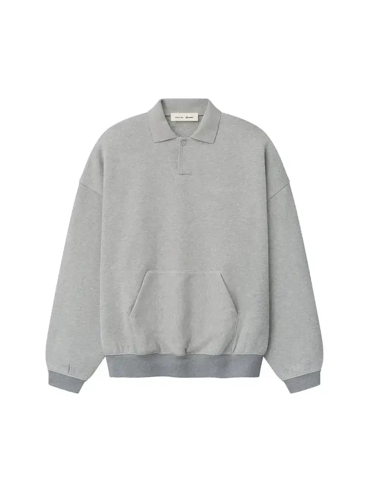Фирменная толстовка-поло в стиле Fear of God Essentials 90s — изображение 1 из 2, серый