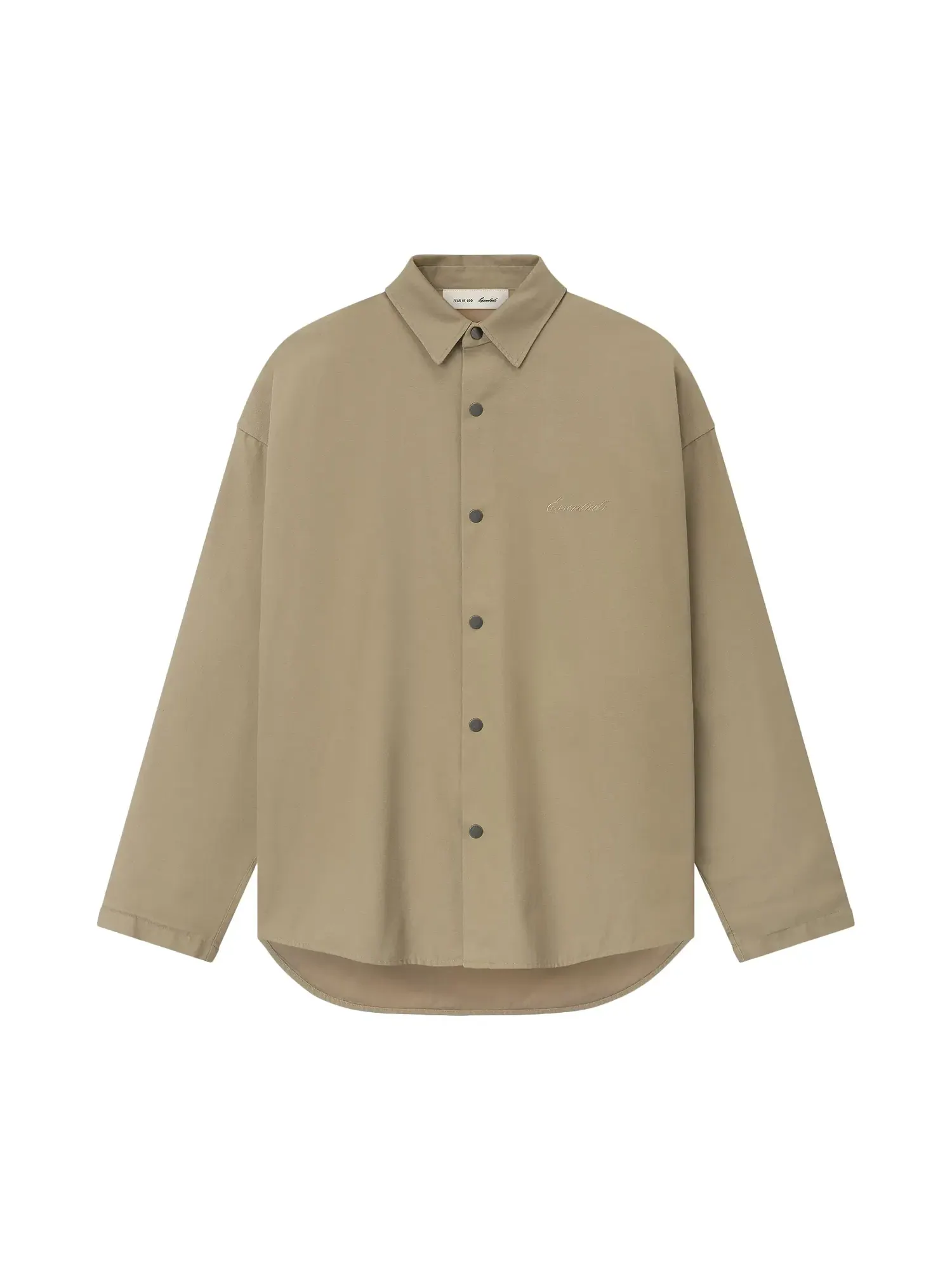 Рубашка-куртка Fear of God Essentials из хлопкового холста — изображение 1 из 2, дюна