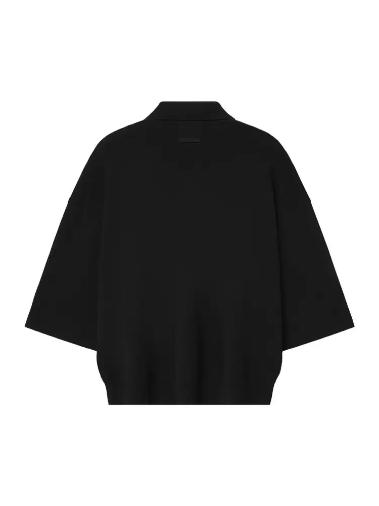 Фирменная трикотажная рубашка-поло с рукавами три четверти Fear of God Essentials — изображение 2 из 2, черный