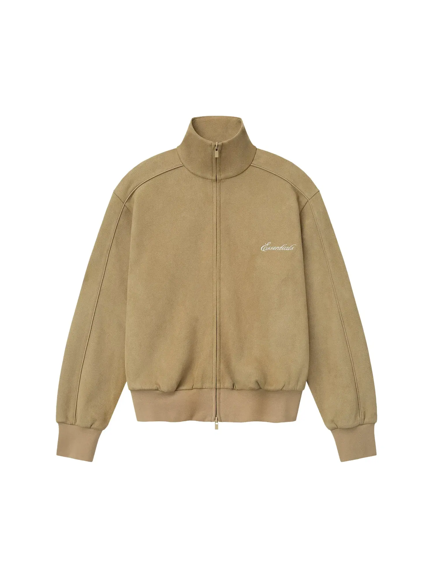 Спортивная куртка Fear of God Essentials из замшевого флиса в винтажном стиле — изображение 1 из 2, дюна