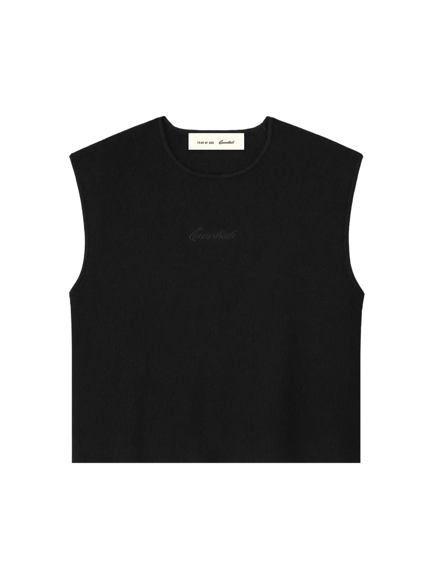 Топ Fear of God Essentials Signature Rib Knit Cropped — изображение 1 из 2, винтажный черный
