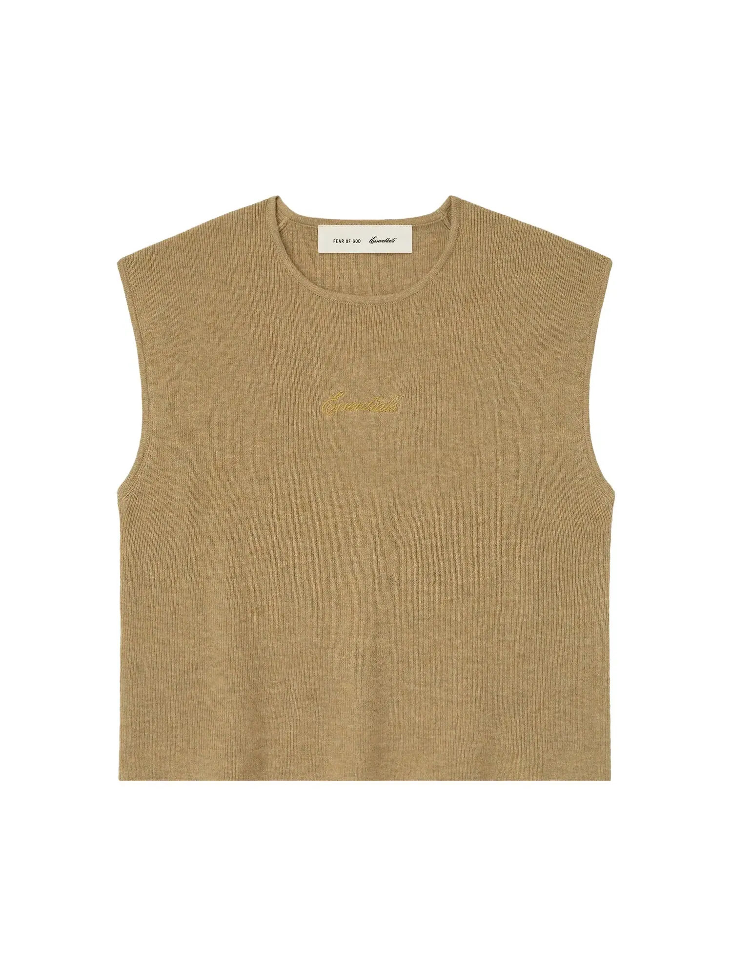 Топ Fear of God Essentials Signature Rib Knit Cropped — изображение 1 из 2, дюна
