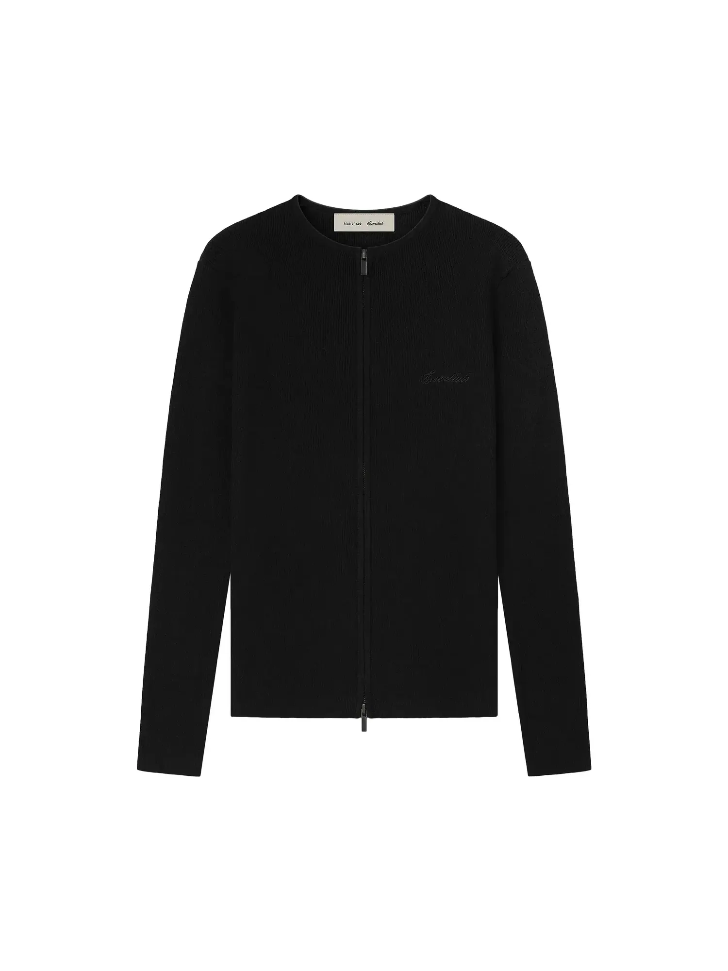 Лонгслив Fear of God Essentials Signature Rib Knit Fitted Zip Up — изображение 1 из 2, винтажный черный