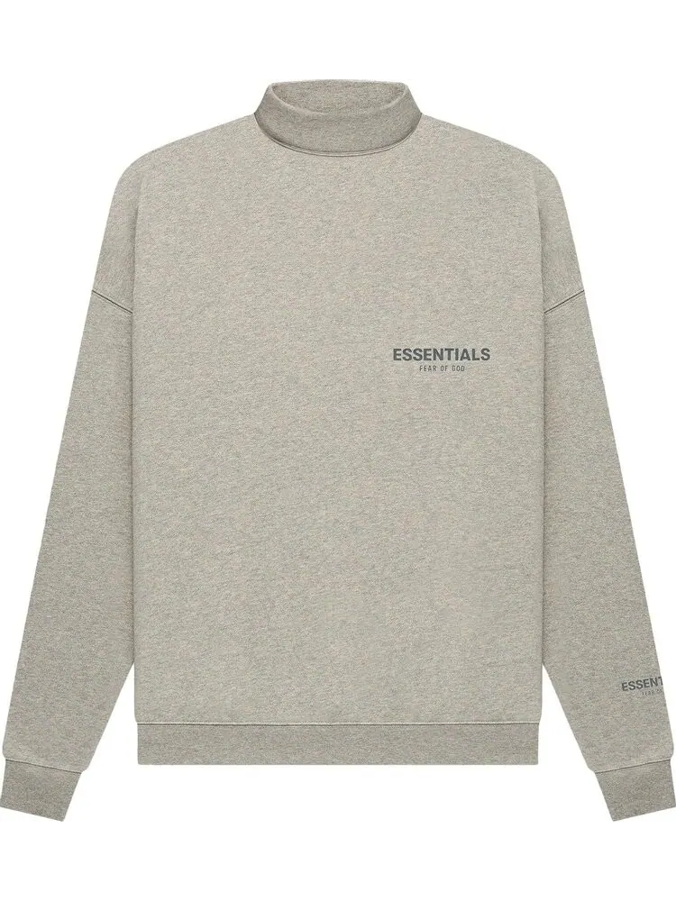 Пуловер Fear of God Essentials Pullover Mockneck 'Dark Heather Oatmeal' — изображение 1 из 1, серый