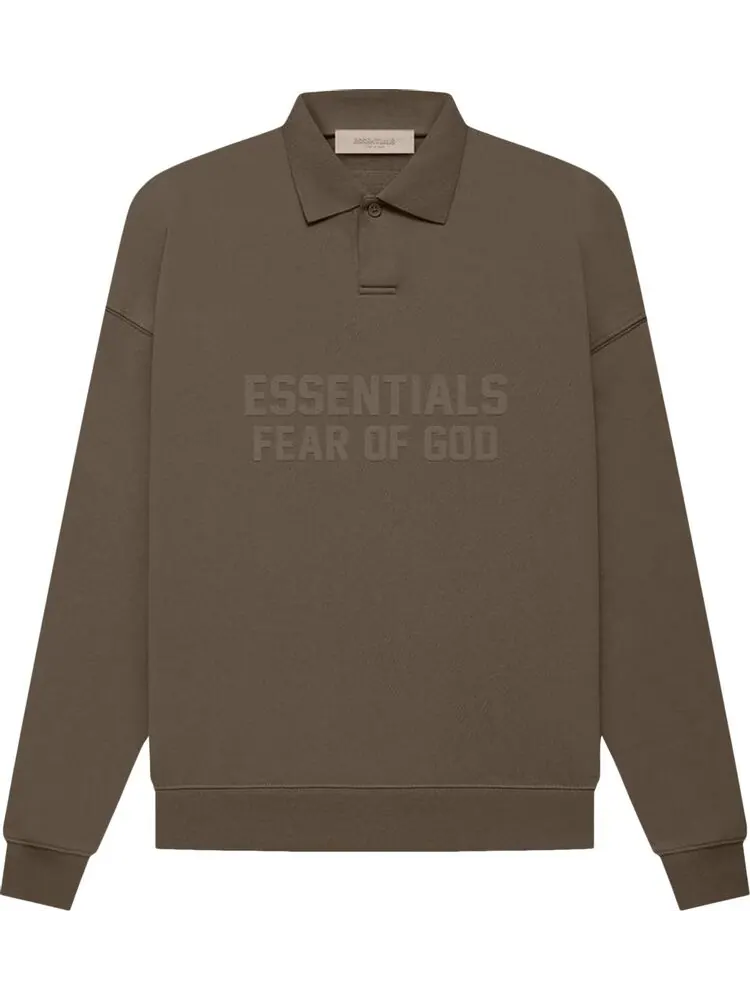 Лонгслив Fear of God Essentials Long-Sleeve Polo 'Wood' — изображение 1 из 2, коричневый