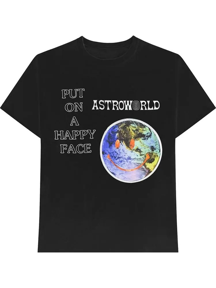 Футболка Cactus Jack by Travis Scott Astroworld Happy Face T-Shirt 'Black' — изображение 1 из 2, черный