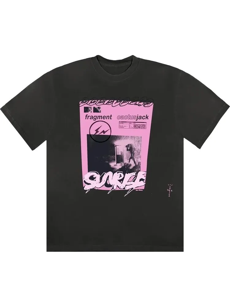 Футболка Cactus Jack by Travis Scott For Fragment Pink Sunrise с принтом — изображение 1 из 2, черный