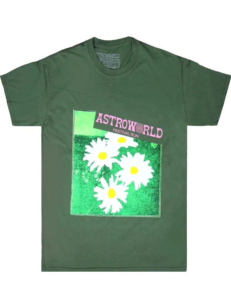 Футболка Cactus Jack by Travis Scott Astroworld Festival Run Flower T-Shirt 'Green' — изображение 1 из 2, зеленый