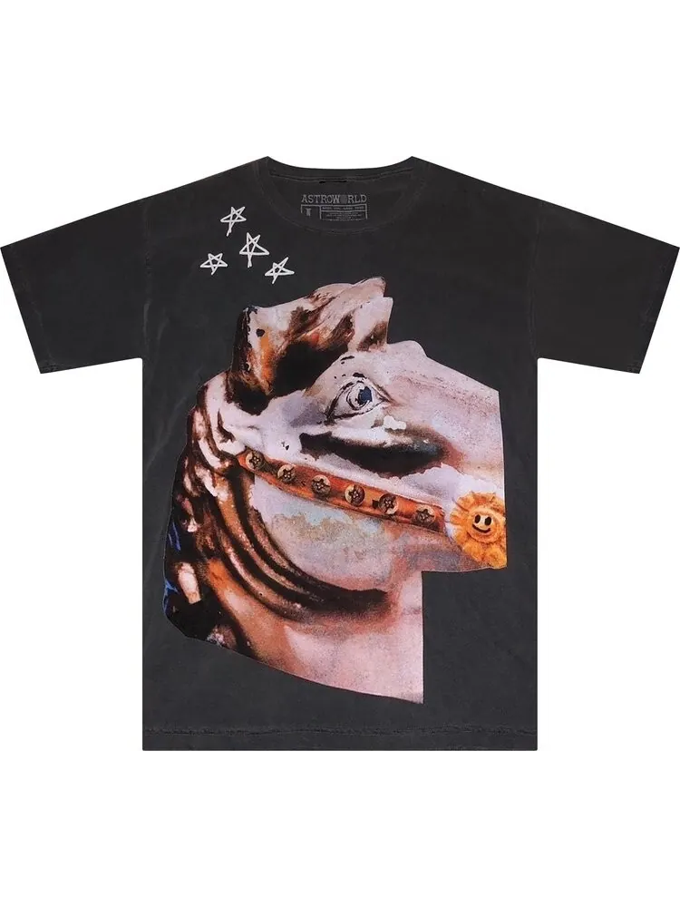 Футболка Cactus Jack by Travis Scott Astroworld Horse Head T-Shirt 'Black' — изображение 1 из 2, черный