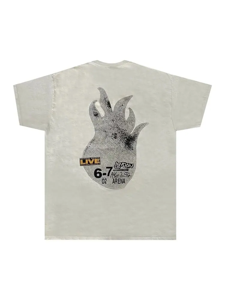 Футболка Cactus Jack by Travis Scott O2 Live Flame Head Tee 'Off White' — изображение 2 из 2, белый