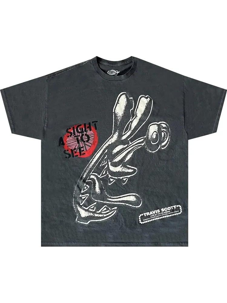 Футболка Cactus Jack by Travis Scott O2 Live A Sight To See Tee 'Charcoal' — изображение 1 из 2, черный