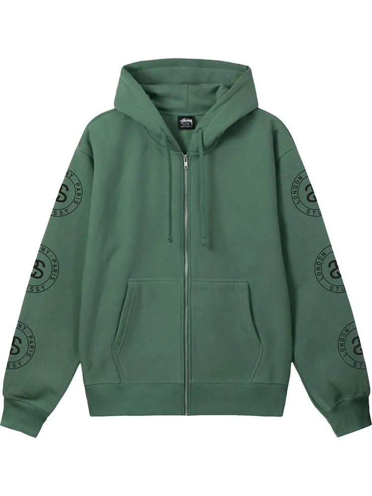 Худи Stussy Seal Zip Hoodie 'Green' — изображение 1 из 2, зеленый