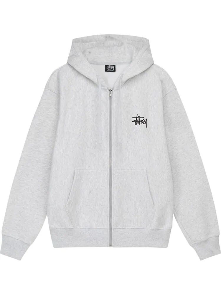 Худи Stussy Basic Zip Hoodie Ash Heather — изображение 1 из 2, серый