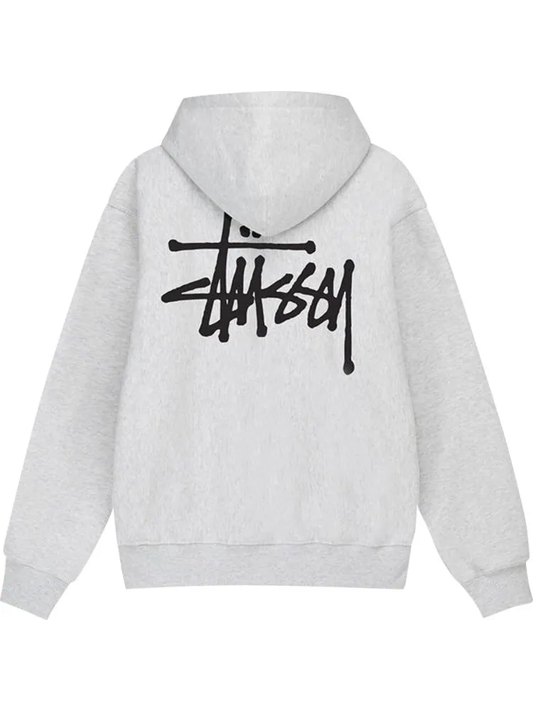 Худи Stussy Basic Zip Hoodie Ash Heather — изображение 2 из 2, серый