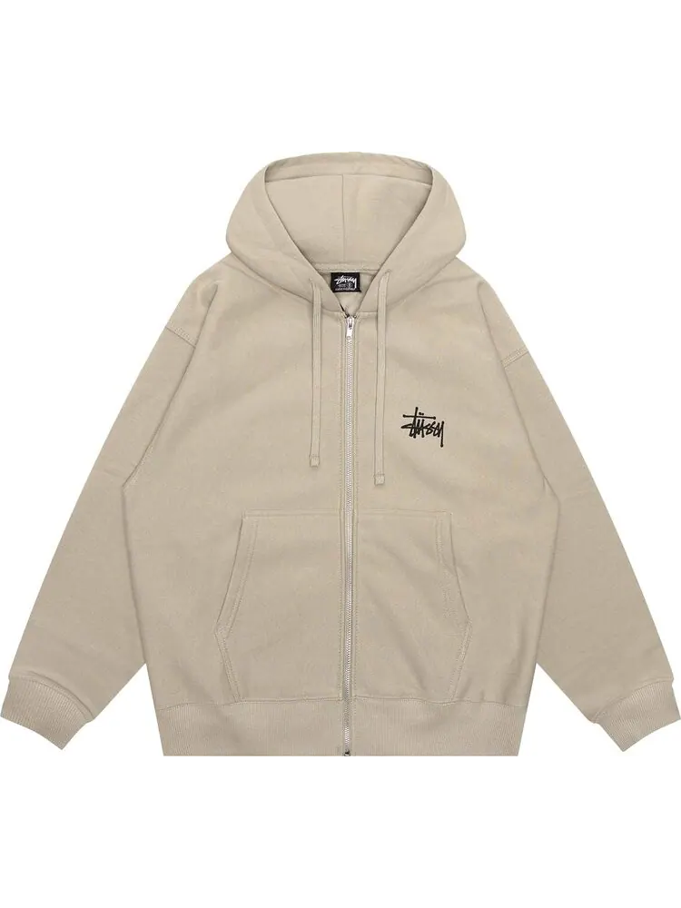 Худи Stussy Basic Zip 'Khaki' — изображение 1 из 2, зеленый