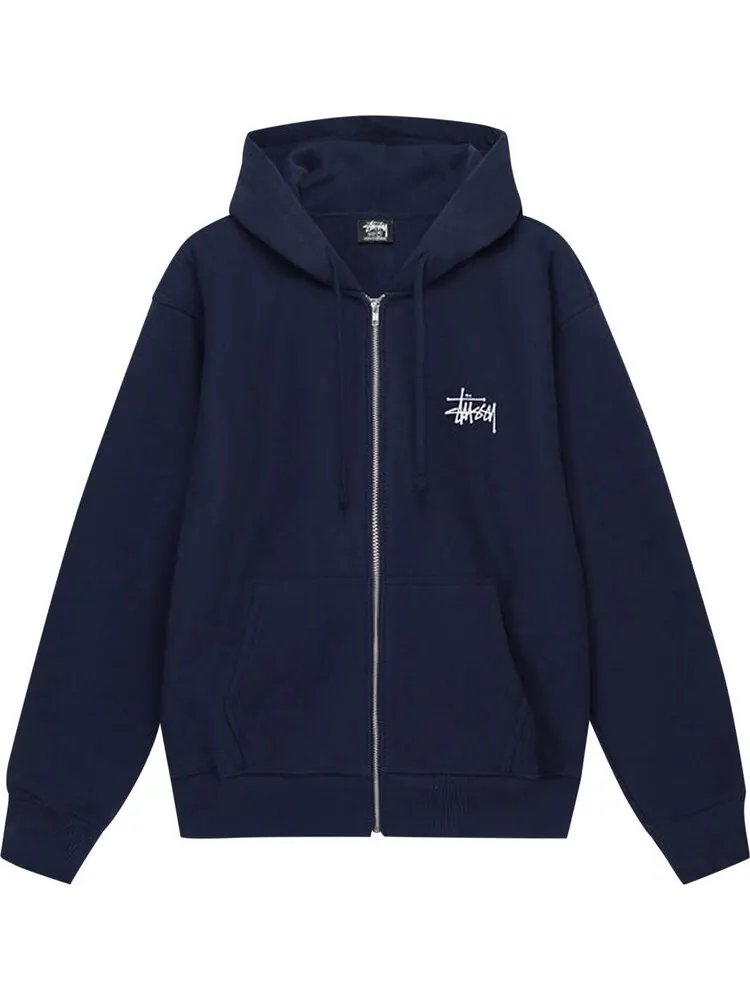 Худи Stussy Basic Zip Hoodie 'Navy' — изображение 1 из 2, синий