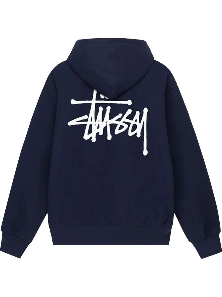 Худи Stussy Basic Zip Hoodie 'Navy' — изображение 2 из 2, синий