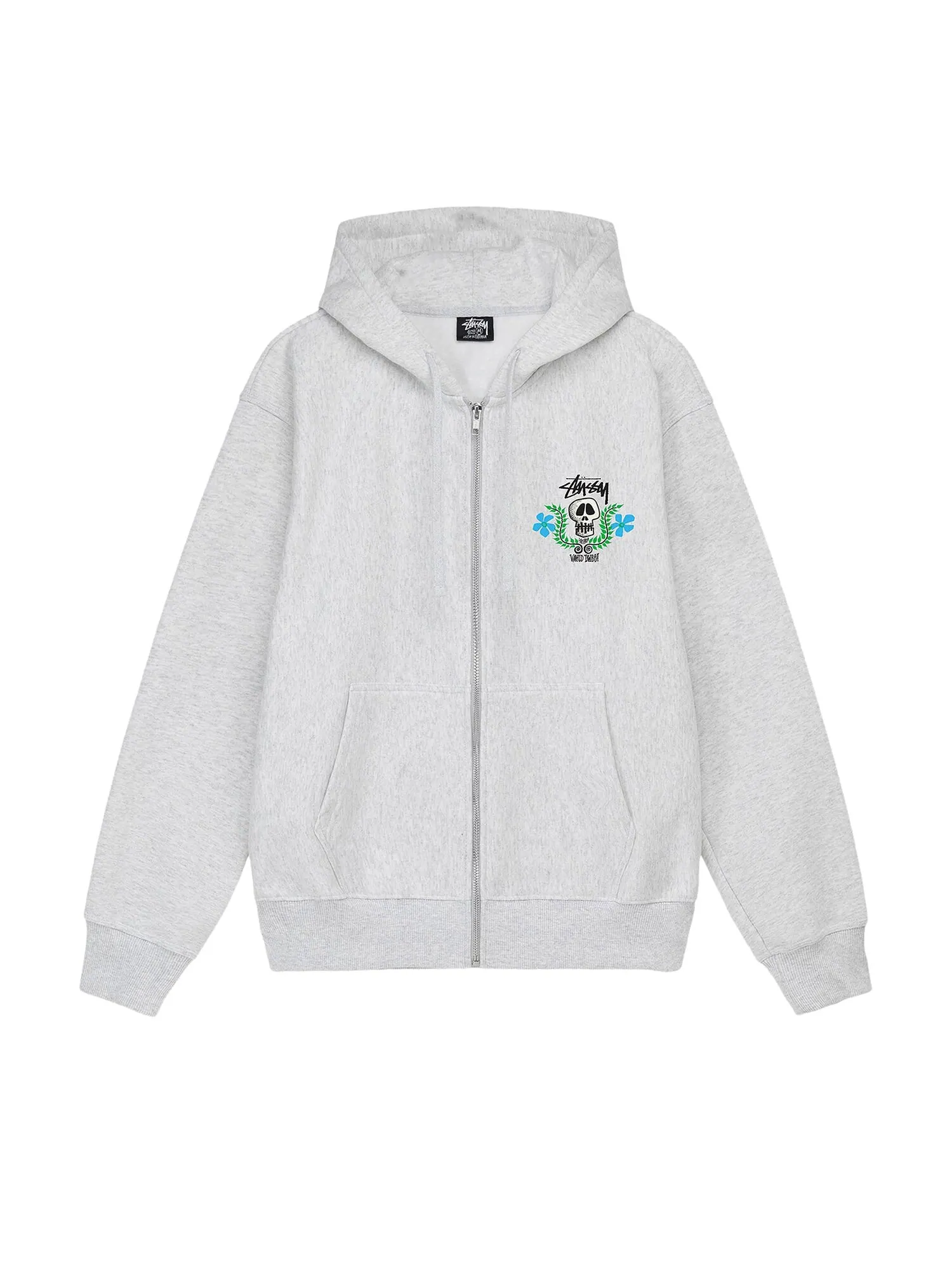 Толстовка на молнии Stussy Skull Crest Ash Heather