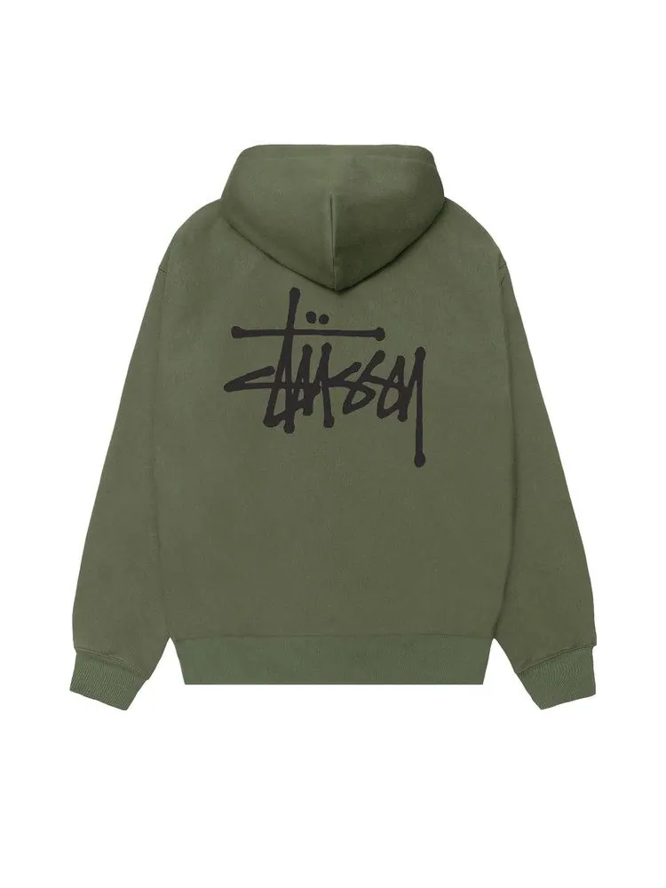 Худи Stussy Basic Zip Hoodie — изображение 2 из 2, оливковый
