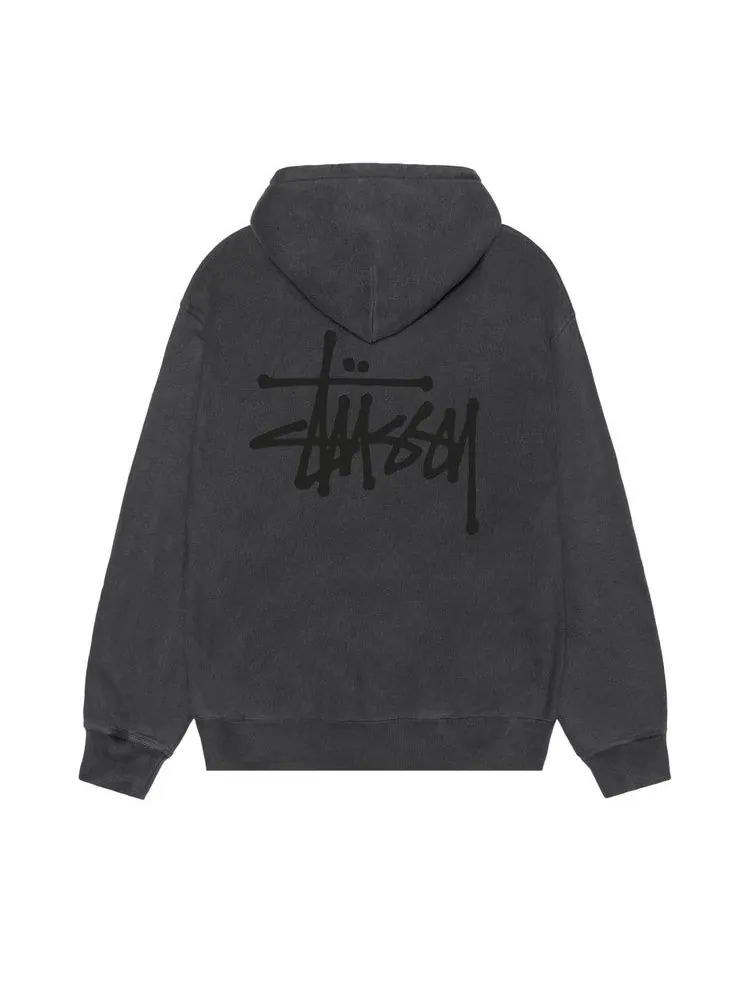 Худи Stussy Basic Zip Hoodie Pigment Dyed — изображение 2 из 2, черный/черный