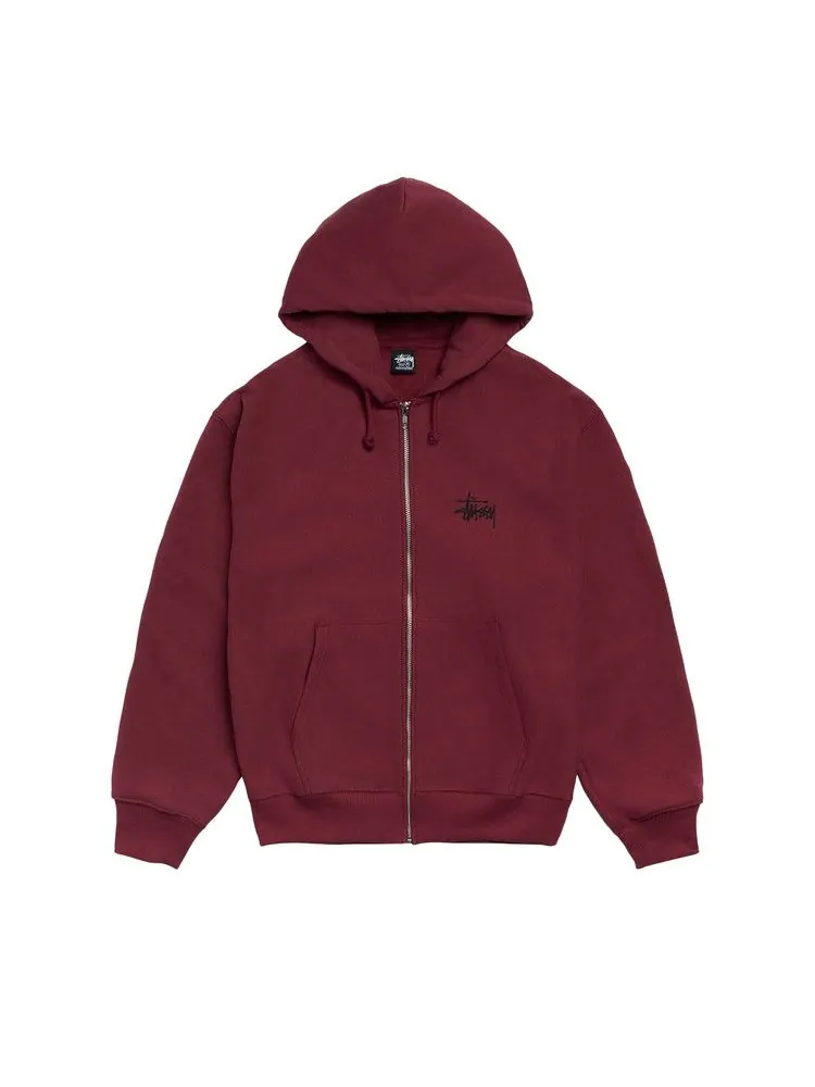Худи Stussy Basic Zip Hoodie 'Wine'