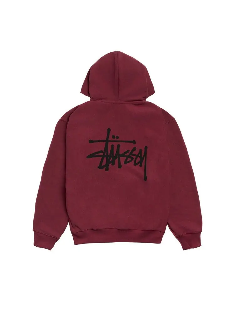 Худи Stussy Basic Zip Hoodie 'Wine' — изображение 2 из 2, красный