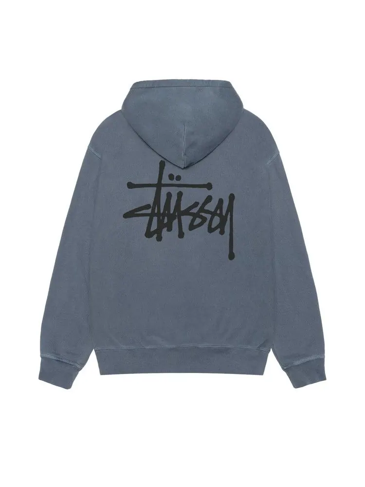 Худи Stussy Basic Zip Hoodie Pigment Dyed — изображение 2 из 2, темно-синий