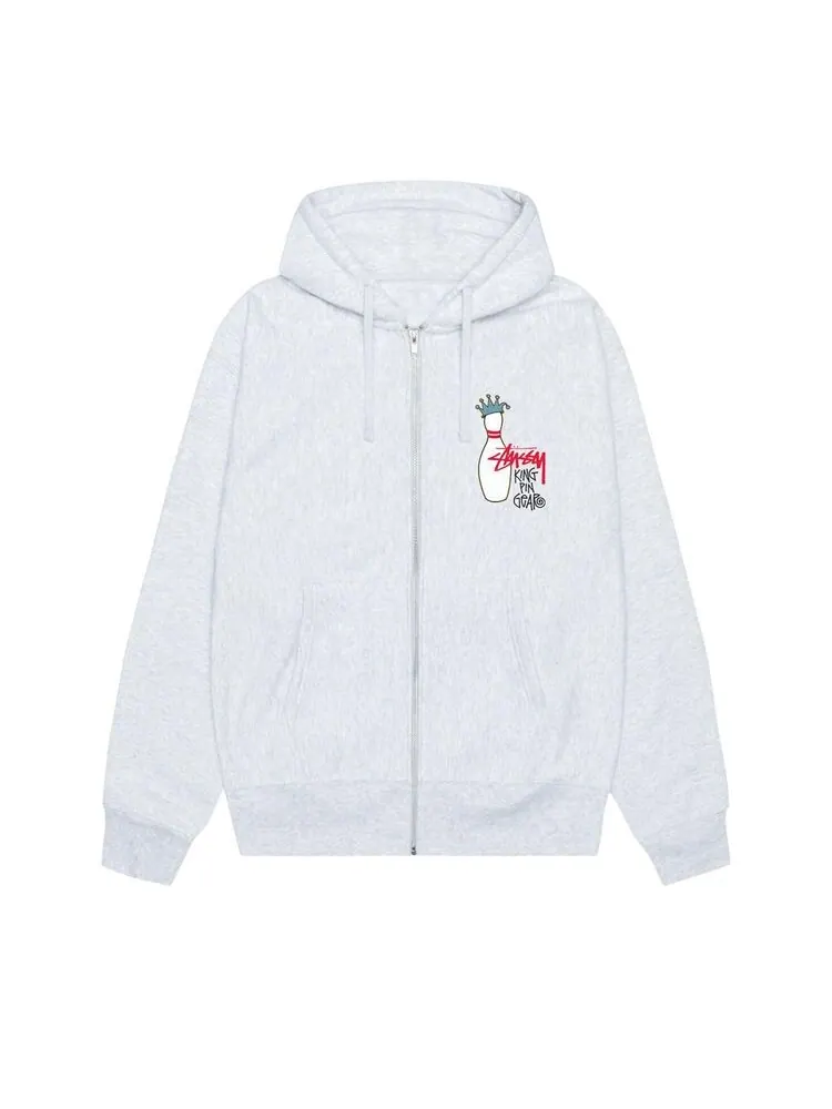 Худи Stussy Kingpin Zip Hoodie Ash Heather