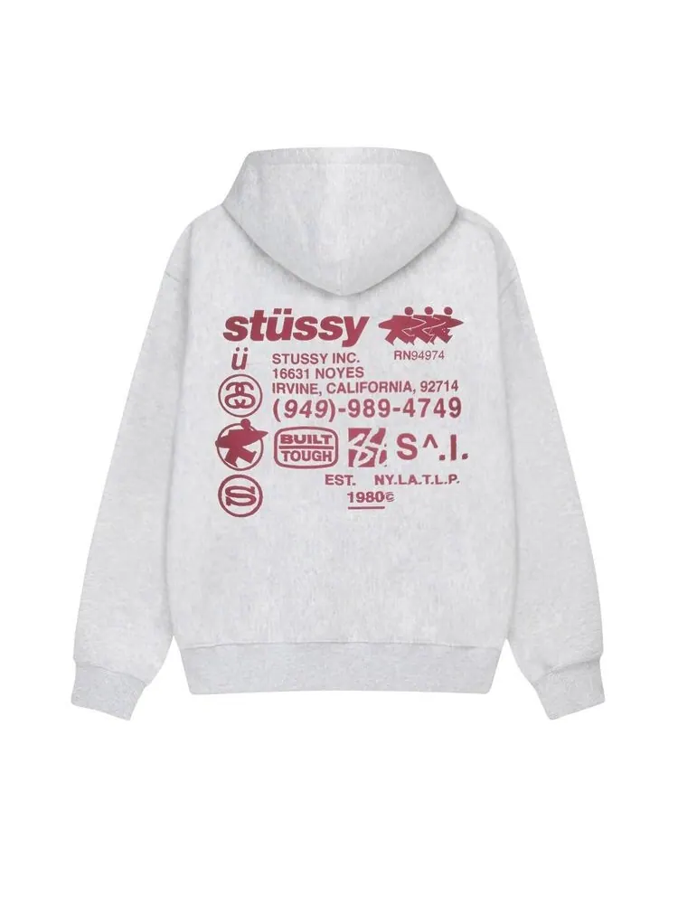 Худи Stussy DNA Zip Hoodie Ash Heather — изображение 2 из 2, серый