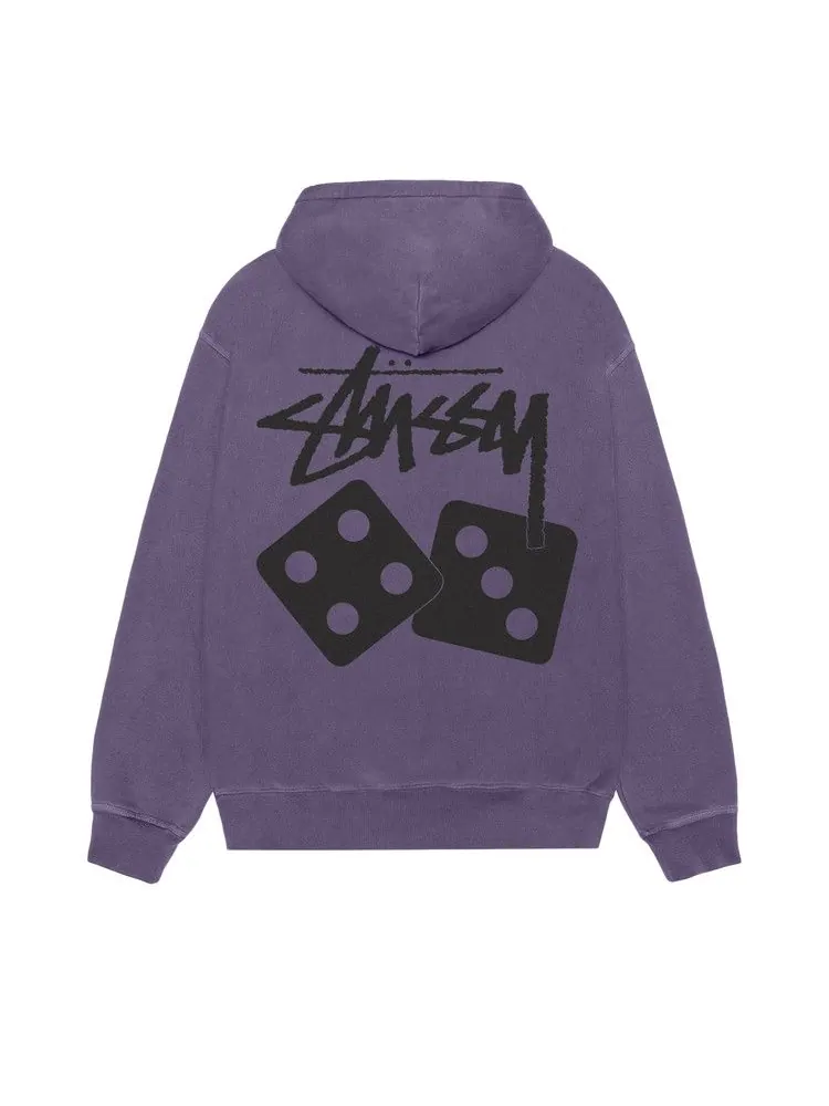 Худи Stussy Dice Zip Hoodie Pigment Dyed — изображение 2 из 2, фиолетовый