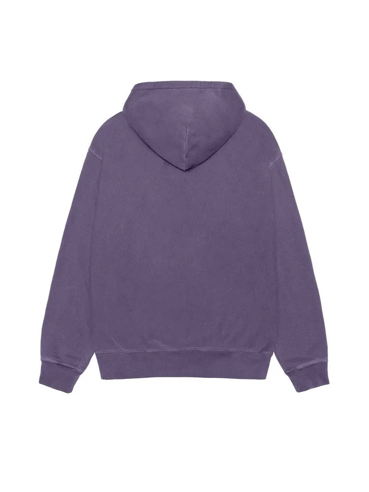 Худи Stussy Jumbo Zip Hoodie Pigment Dyed — изображение 2 из 2, фиолетовый